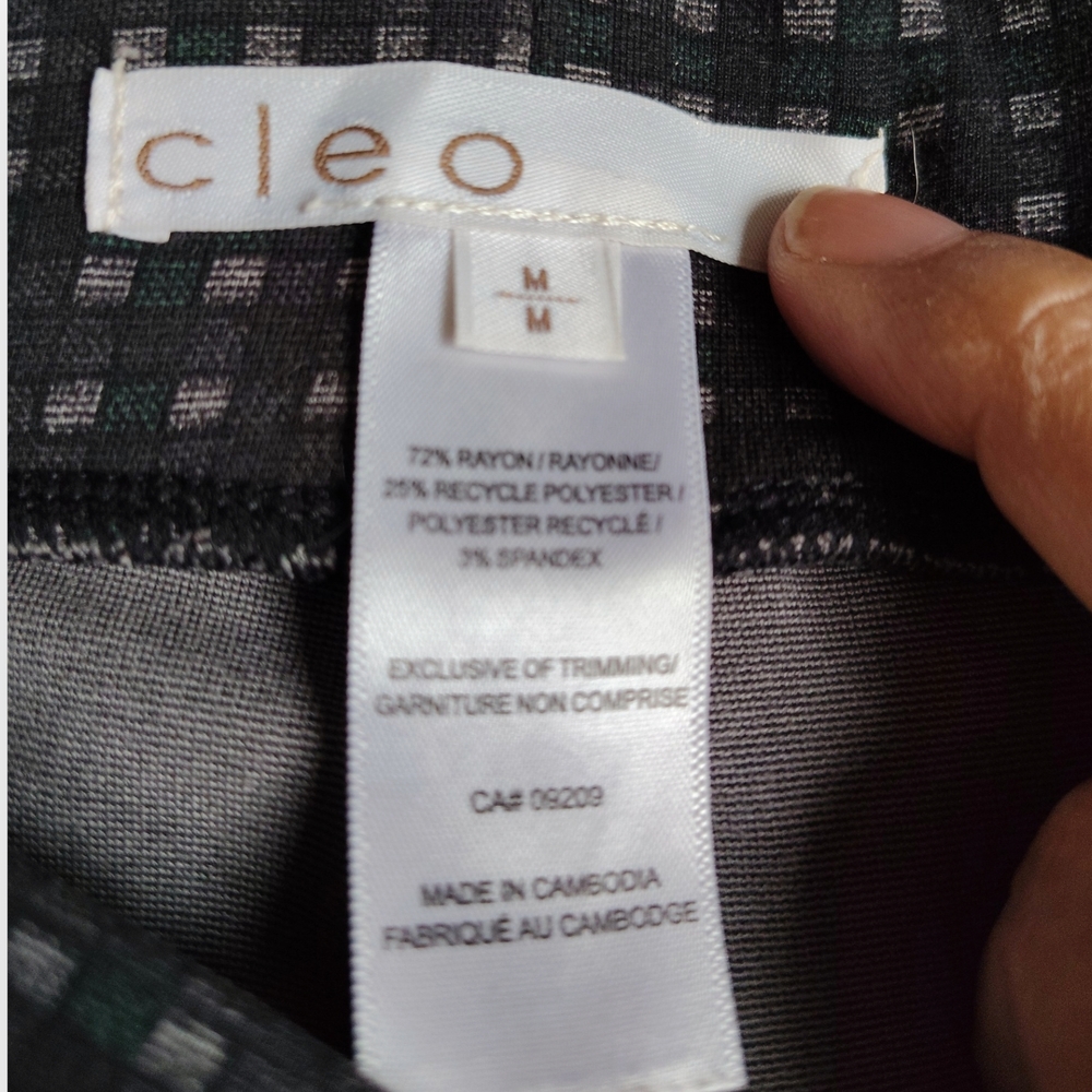 cleo Black Slim Dress Pants with Subtle Pattern - Picture 3 of 4